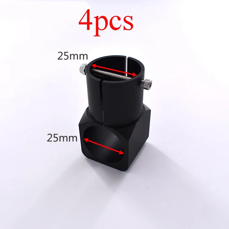 

Yuenhoang 4PCS Aluminum Alloy D25 Tee Joint 25mm to 25mm T-shape Three-way Tripod Tee Carbon Tube Fixed Clamp Connector for RC
