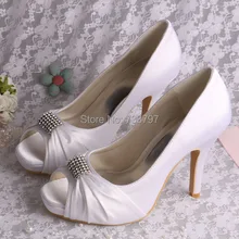 (20 Colors) Custom Handmade Square Toe White Wedding Shoes for Brides High Heeled