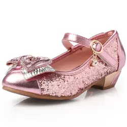 Для девочек со стразами бантом сандалии принцесса острый носок обувь Гладиатор детское платье для свадебного торжества сандалии AA51333
