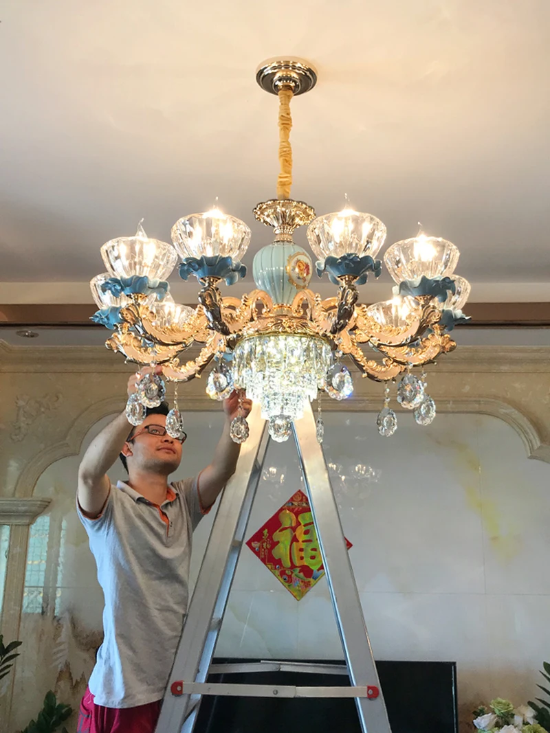 Lustre de Cristal para Sala Lustre de Cristal Conduziu a Lâmpada do Teto Luxo Estar Clássico Luminárias Quarto Lâmpada Ouro Cristal 20 clássico lustre de cristal luminárias quarto lâmpada