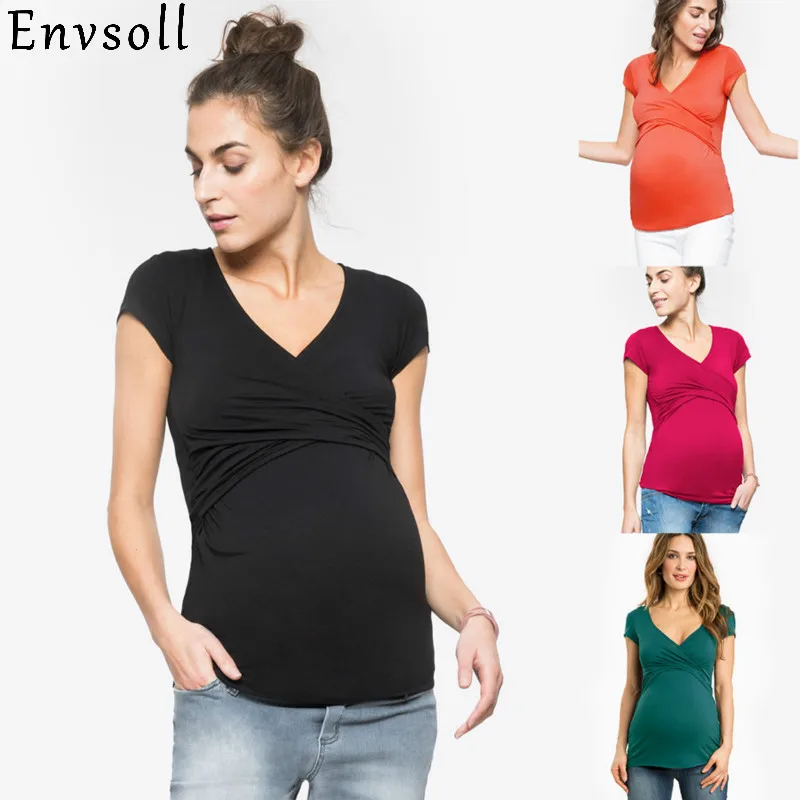 Envsoll Fashion Breastfeeding Tees Maternity Tops Bouses For Pregnant