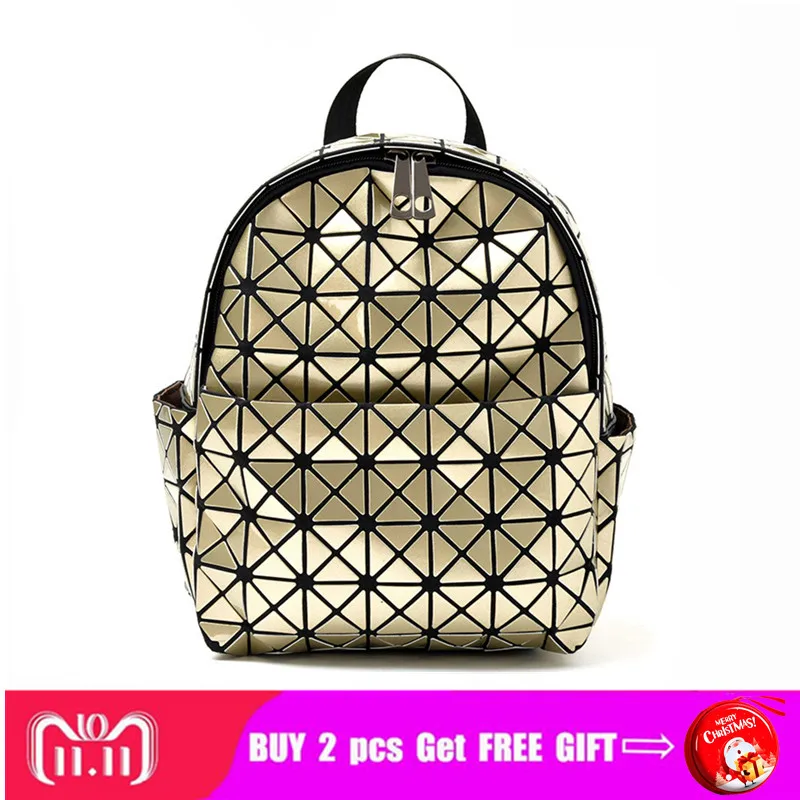 

High Quality Women PVC Shining Laser Geometric Backpack Softback Lady Cool Mini/Small Size Bags Gold/Silver/Blue/Black