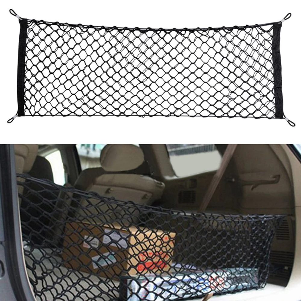 

Car Auto Trunk Rear Cargo Organizer Storage Mesh Net Holder with 4 Hooks Durable Car Styling Accessories Elastic Hammock