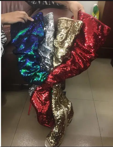 Peep Performance Dame Stade Night À Toe Genou Showed Bottes Color Paillettes Mode Femme Club Haut Color Taille Nous Cuissardes As Cuisse as Cours zqv5Zxg