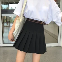 Для женщин A Line эластичная плиссированная летняя модная Мини Повседневная Эластичная теннисная короткая юбка приталенная однотонная для девочек с высокой талией в студенческом стиле