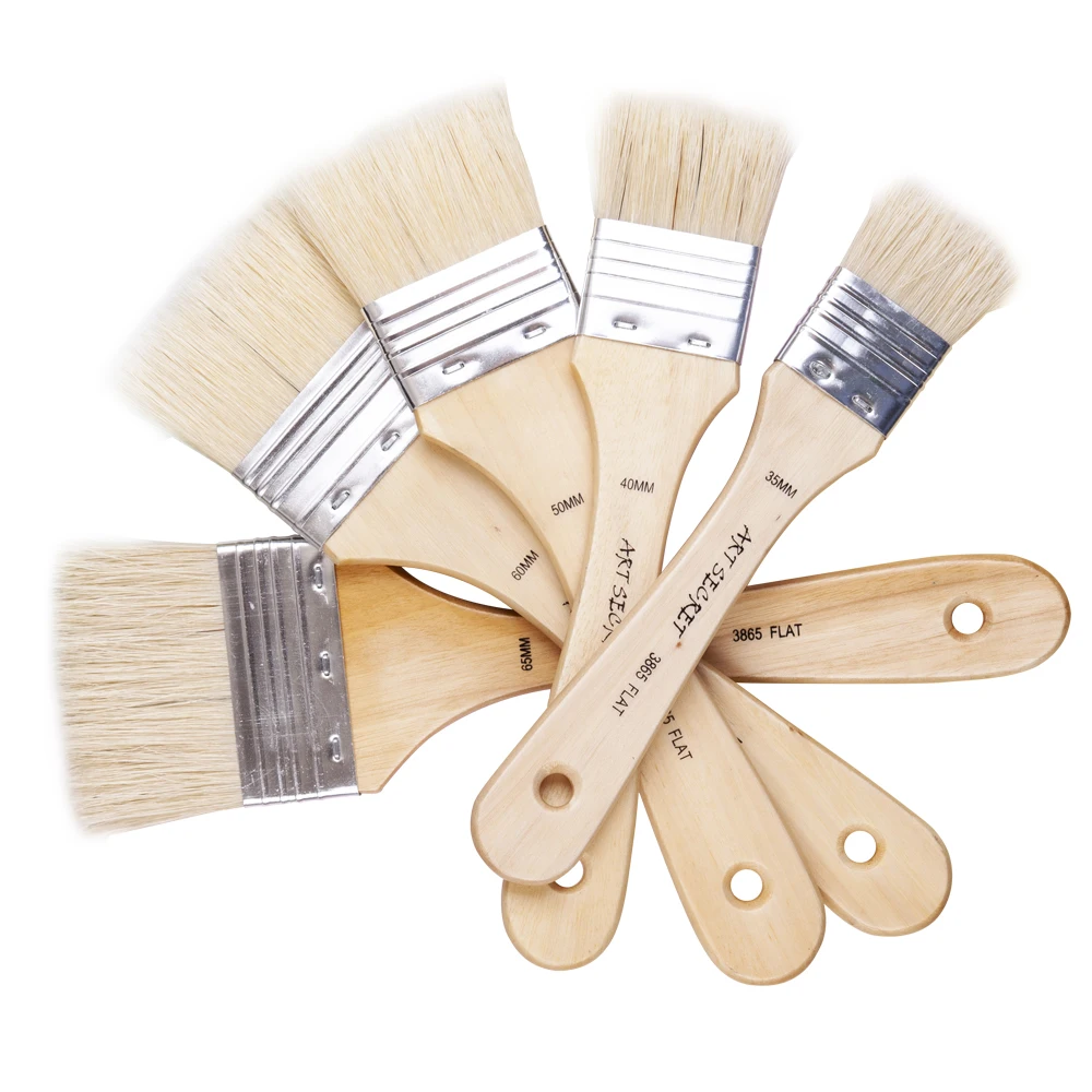 One piece 3865Flat hog bristle hair wooden handle metal ferrule