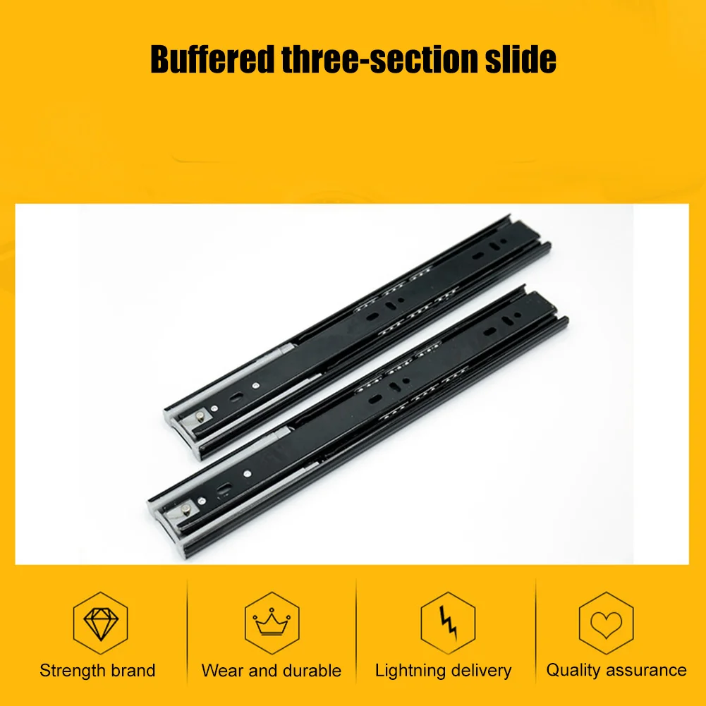 

2 Pcs Ball Bearing Side Mount Drawer Slides Mute Soft Close Rail Rack Hardware _WK