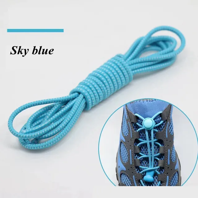 1 Pair Sports Elastic ShoeLaces No tie Shoe Laces Kids Adult Lazy Locking laces Shoe accessories lacets elastique chaussure Sky blue
