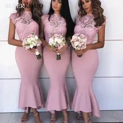 SuperKimJo русалка розовые короткие платья для невесты 2020 Кружева Аппликация Элегантный недорогое свадебное торжество платье vestido de festa Longo