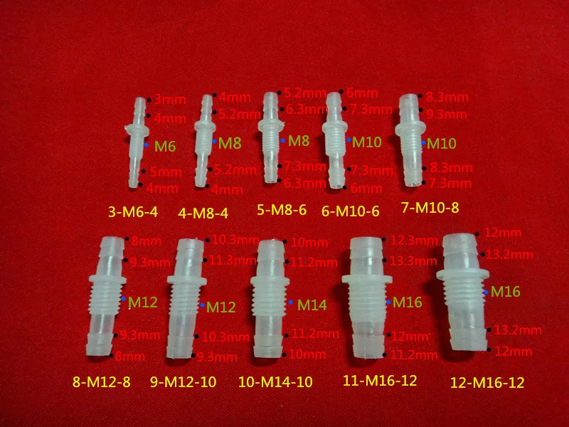 10-M14-10 патрубок, шланг Место, пластиковые coupling100pcs