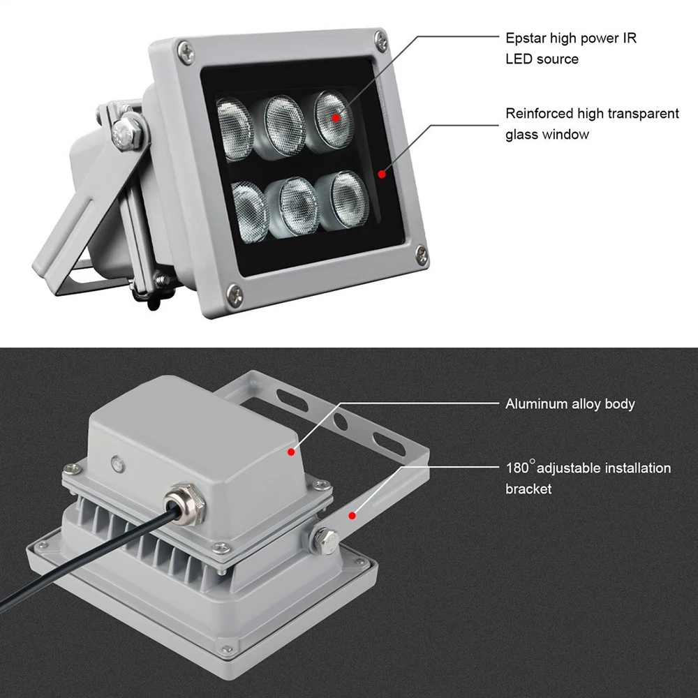 

FGHGF CCTV Fill Light Array IR illuminator infrared lamp 6pcs Array Led IR Outdoor IP65 Waterproof Night Vision for CCTV Camera