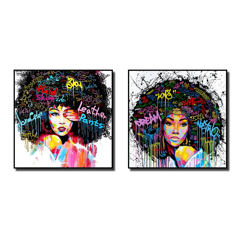 

Pack of 2 Unframed Wall Art Canvas Painting Colorful Women Picture Oil Painting on Canvas Abstract for Wall Home Room Decor
