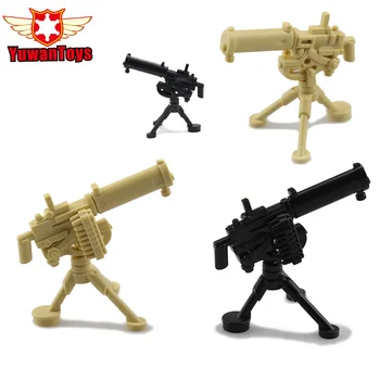

5pcs/Lot 4 Color MOC Guns Gatling M2 Mortar M2HB M1919 Building Block Heavy Machine Gun Tripod WW2 Army Weapons Kids Toys