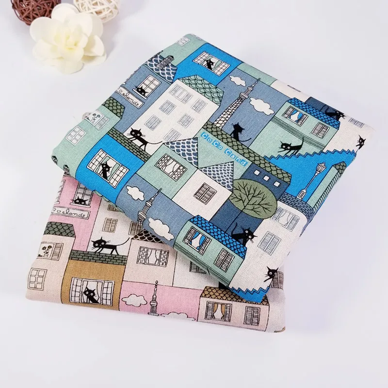 

2 Colors Printed House Cotton And Linen Fabric for DIY Sewing sofa curtain tablecloth cotton Cloth
