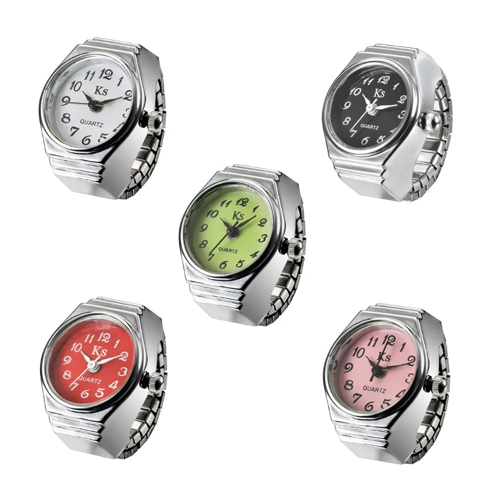 Новый Дизайн палец кольцо часы для Для женщин Для мужчин Девушка кварцевые часы Нержавеющая сталь эластичные час дамы Часы Прямая