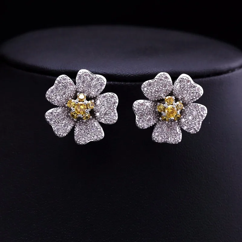 4 цвета выбрать AAA кубический циркон цветок свадебные комплекты ювелирных изделий, серьги/ожерелье, заводская цена