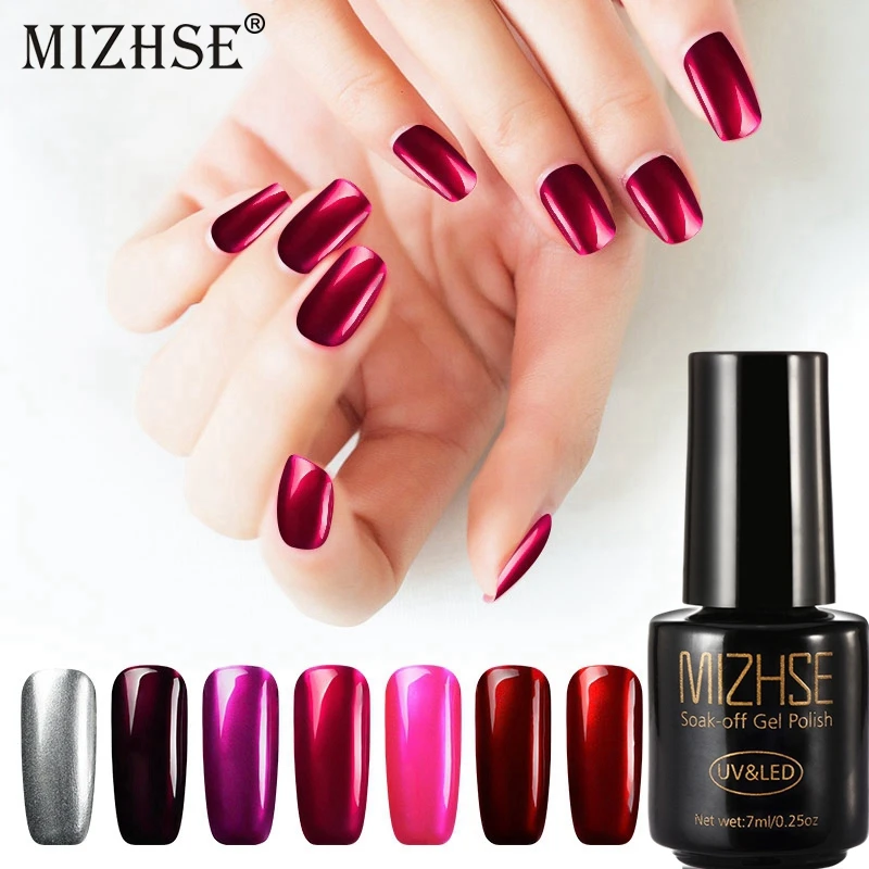 

MIZHSE Titanium Red Gel Varnish Mirror Metal Bright Rose Red Mirror Nail Glue Gel polish UV Gel Nail Lacquer Red Metal Titanium