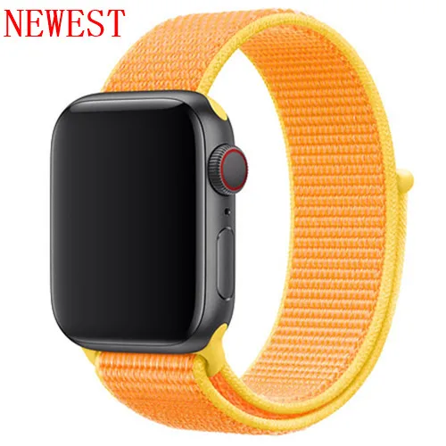 Ремешок для apple watch band sport loop apple watch 5 4 3 band 44 мм 40 мм iwatch 5 4 42 мм 38 мм correa нейлоновый браслет pulseira nato - Цвет ремешка: Canary yellow N2