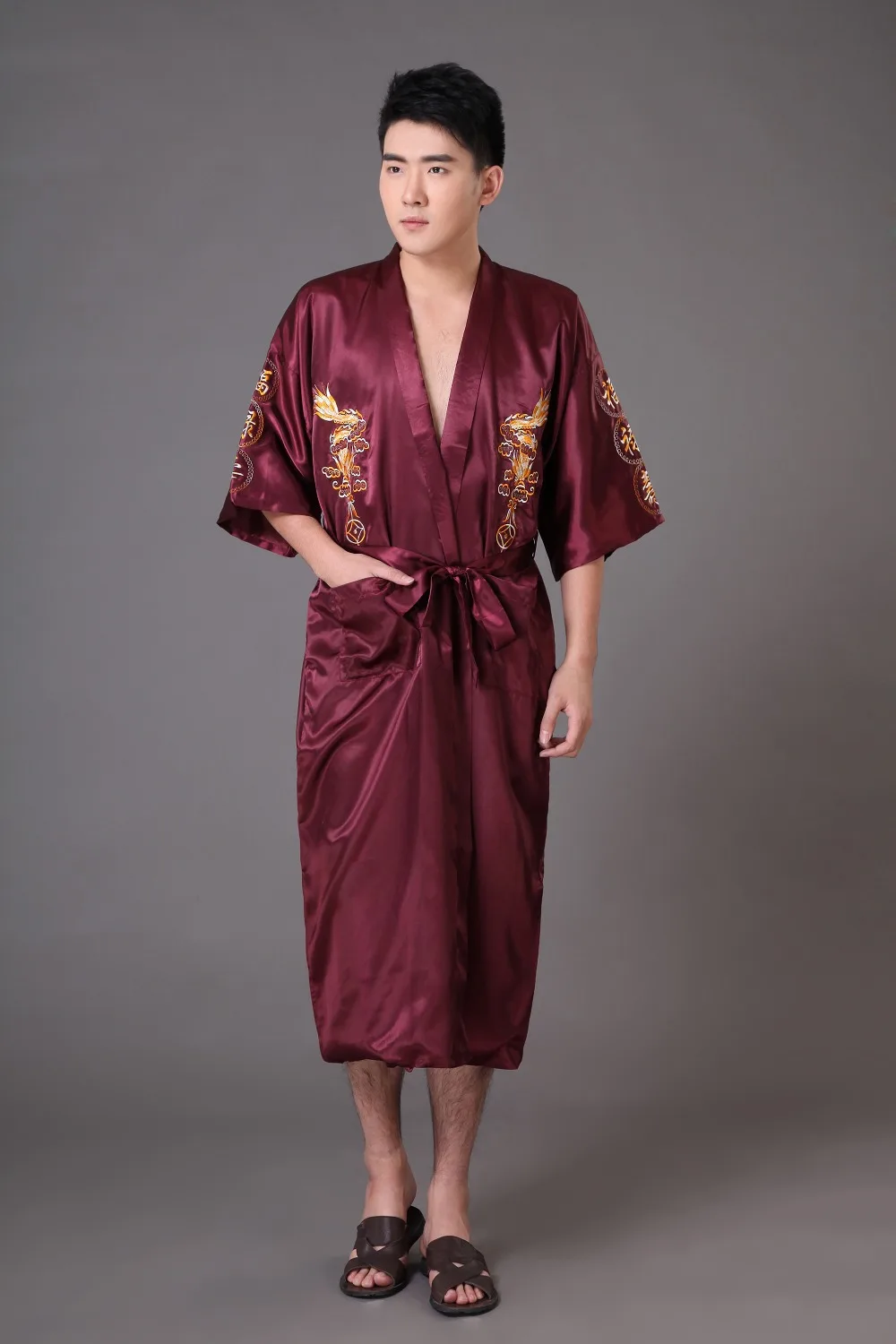 robe men shot silk Pajamas for men sleep short mens bathrobesin Robes