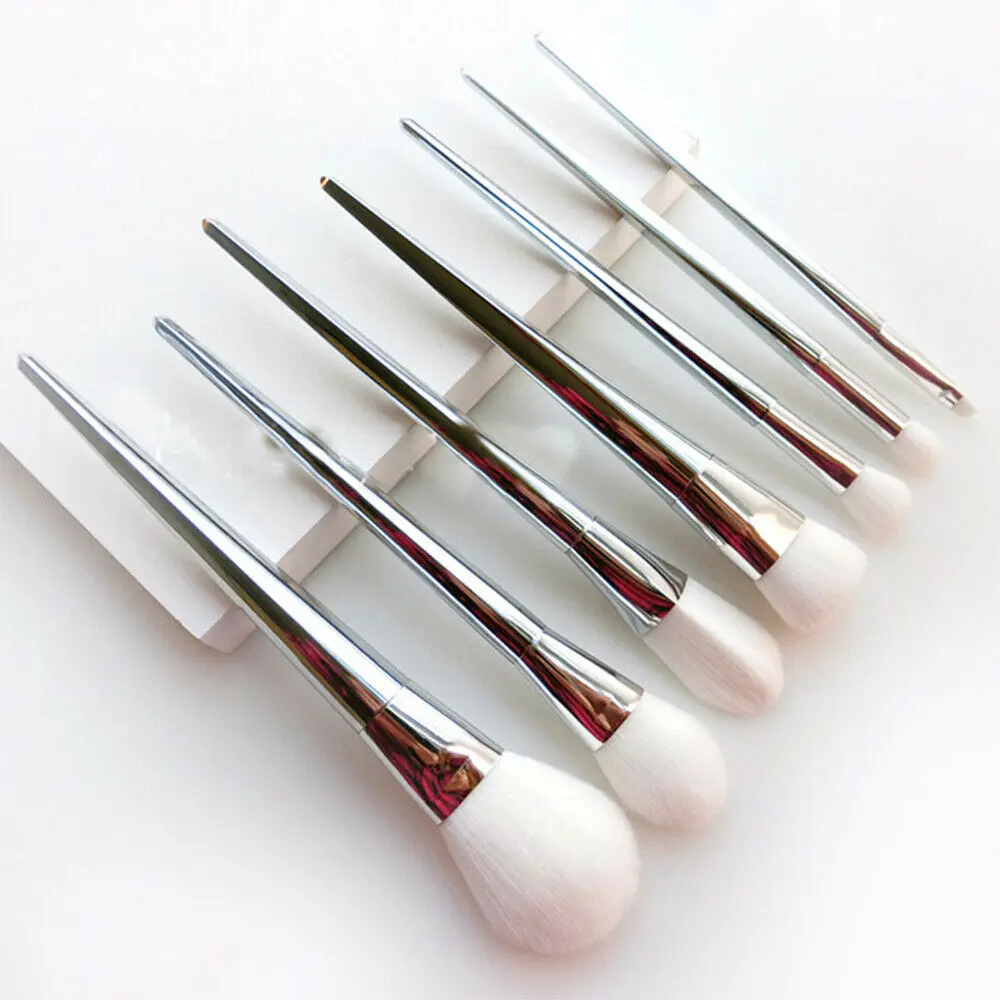 

7pcs/Set Foundation Makeup Brushes set Cosmetic Eye Face Powder Foundation Brushes Lip Powder Blending Tool Kit Silver