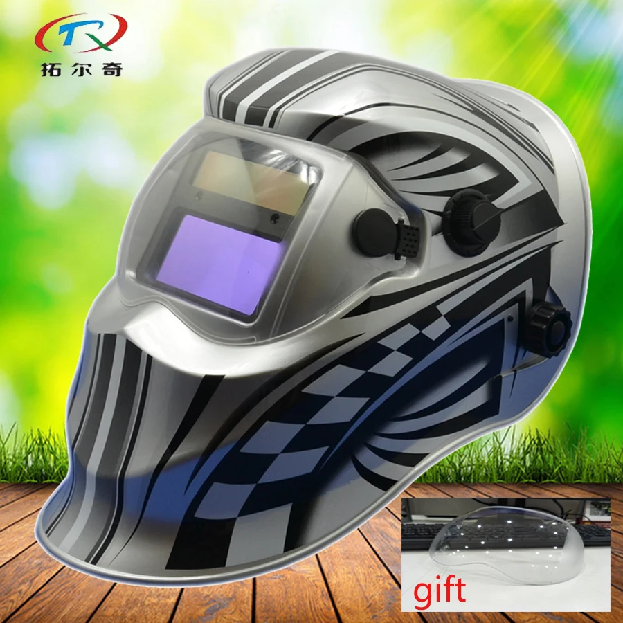 grinding Welding Helmet with glass protector Solar inner battery full