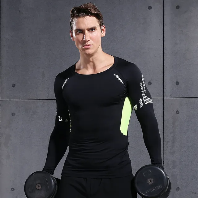 US $10.73 Quick Dry Running Shirt Men Compression Sport Fitness Running T-Shirt Mesh basketball Body Building