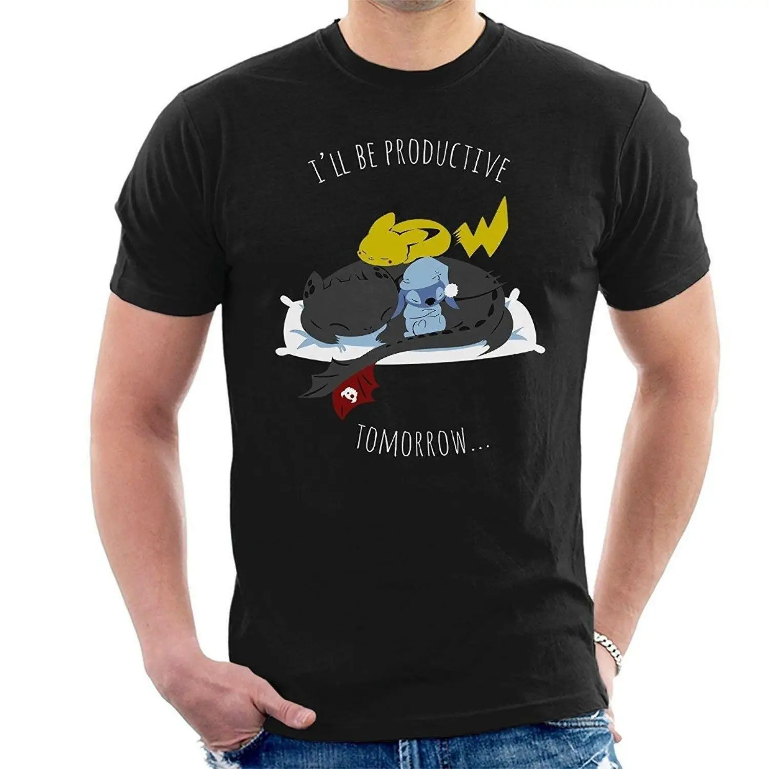 

I'll Be Productive Tomorrow Stich Toothless How To Train Dragon Black T-Shirt