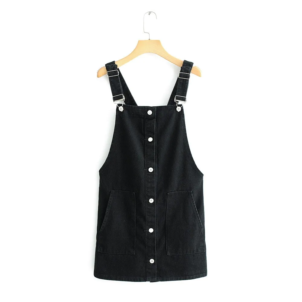 black jean dress overalls