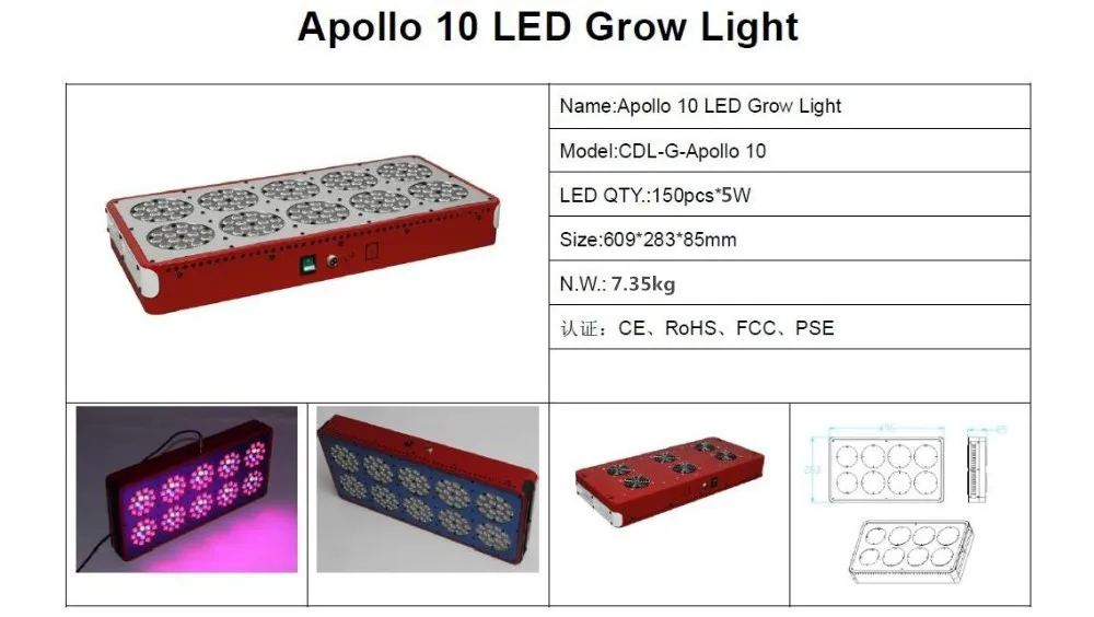 Apollo 10 полный спектр 750 Вт 10 полос светодиодный светильник с красным/синим/УФ/ИК светодиодный s для комнатных растений гидропонная система высокая эффективность