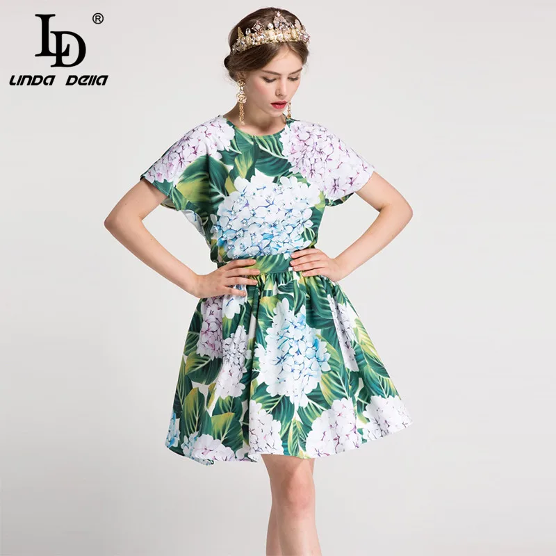 Alta Qualidade 2017 Da Marca de Verão Conjunto Terno das Mulheres elegantes Tops de Manga Curta + Verde Floral Print Conjunto Saia Ocasional terno