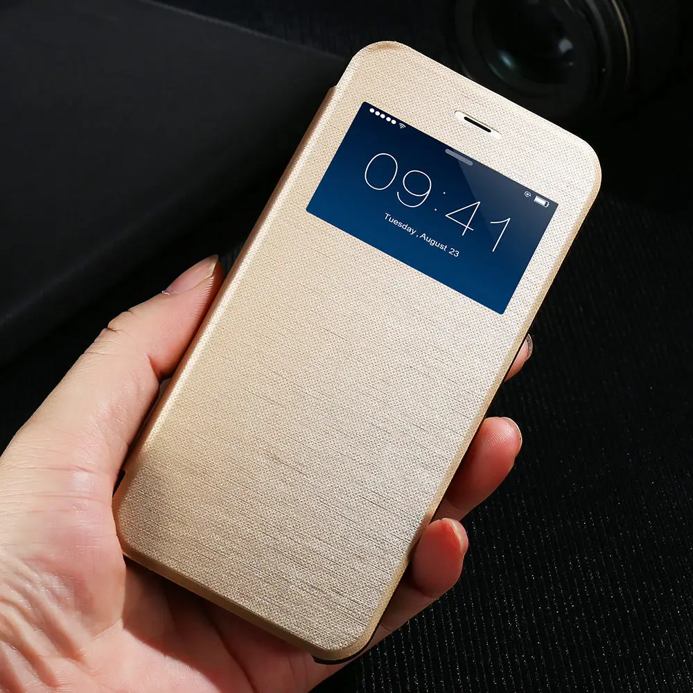 Роскошный флип кейс KISSCASE из искусственной кожи для iPhone 7 Plus чехол с умным окошком
