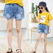 Джинсы для девочек, шорты для начальной школы, новые летние тонкие мягкие свободные штаны для девочек