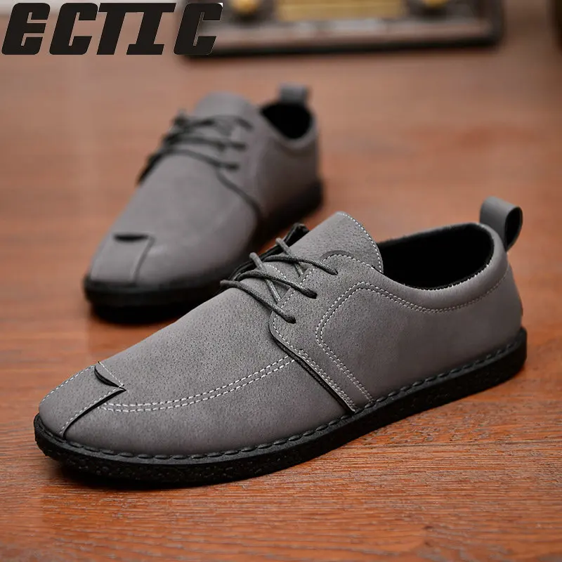

ECTIC New Spring Casual Shoes Men Luxury Brand Cozy Leisure shallow Black For Mens 2019 Top Quality Designer Men's Shoes DP-118