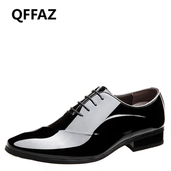 

QFFAZ Patent Leather Oxford Shoes For Men Dress Shoes Men Formal Shoes Pointed Toe Business Lace Up Wedding Shoes