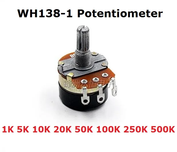 5 шт. потенциометр WH138-1 10K 1K 5K 20K 50K 100K 250K 500K с выключатель с потенциометром B20K B50K B100K B250K B500K B1K B5K B10K