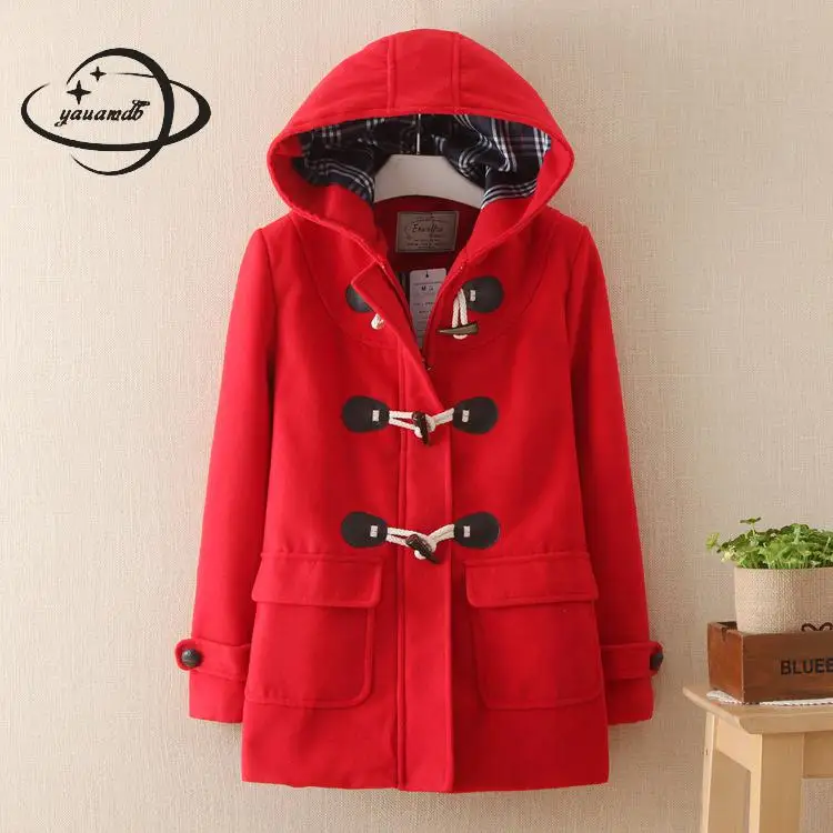 Double Mélanges Capuchon Poche Automne Y86 Yauamdb Boutonnage gris De xl Taille Picture S kaki Laine Hiver as rouge À Manteau Femme 2017 Femmes Long Bleu Veste Solide ffA6nqwT