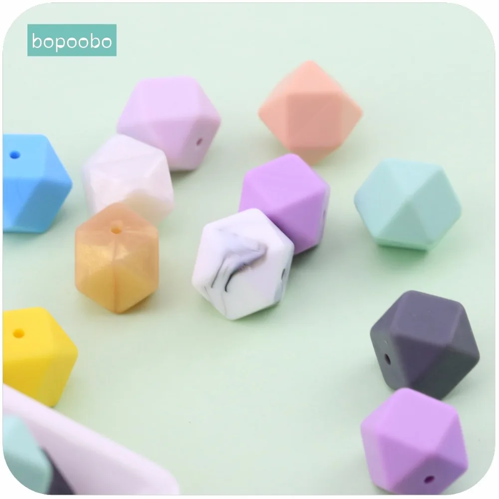 Bopoobo Baby Nursing Силиконовый грызунок Восьмиугольные бусины 17 мм шт. 10 можно жевать игрушки для коляски DIY Ювелирные изделия Аксессуары для