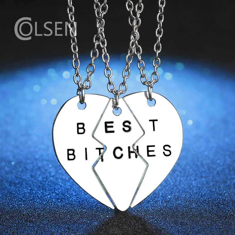 COLSEN 3 necklaces Puzzle heart shaped pendant necklace personalized