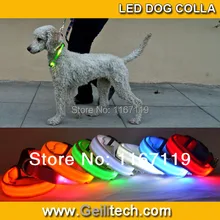 50 шт./лот, супер ценовая цена, высокое качество,, нейлоновый Водонепроницаемый светодиодный ошейник для собак с 3 мигающими режимами, 8 цветов