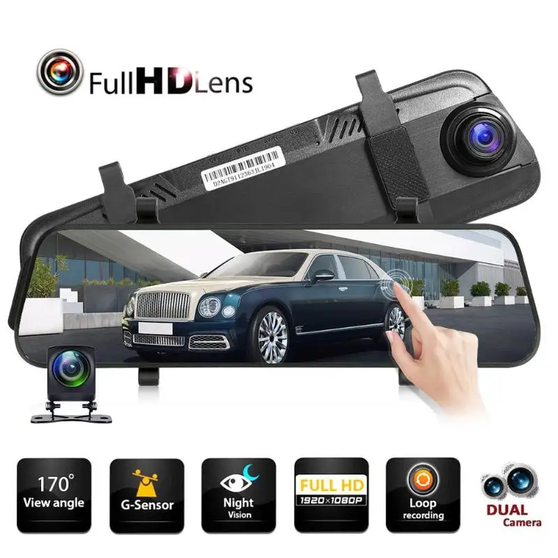 

VODOOL L9602 9.66" Touch Screen Car DVR Camera 1080P Full HD Car Rearview Mirror Dash Camera Stream Media Night Vision Recorder