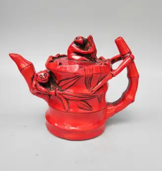 

Chinese imitation resin crafts panda hug bamboo teapot
