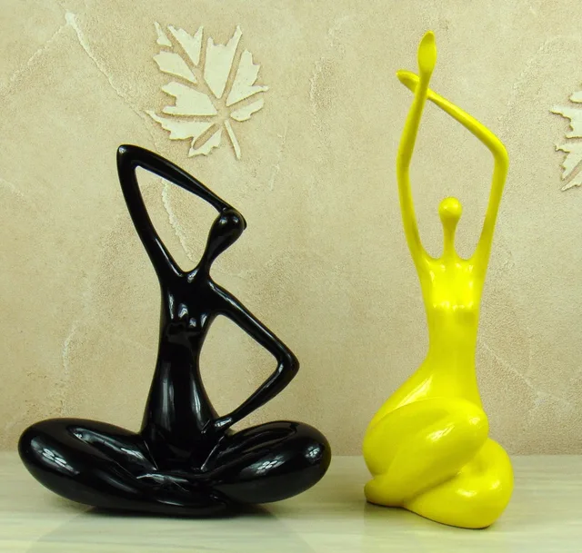 Abstract Yoga Pose Figurines Handmade Resin Yogis Practationer