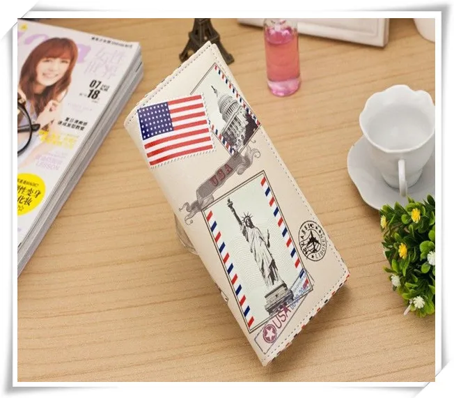 Модный женский длинный кошелек держатель для карт клатч кошелек дизайн печать сумка цвет случайный цена