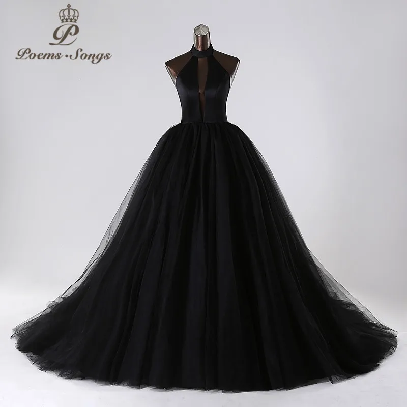 PoemsSongs2017New style custom made Very sexy backless wedding dress white black red vestido de noiva brides dress ball gown