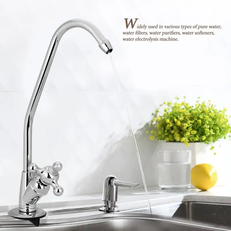 Buy 1/4'' Zinc Alloy Goose Neck Faucet Kitchen Faucet Tap Chrome Reverse