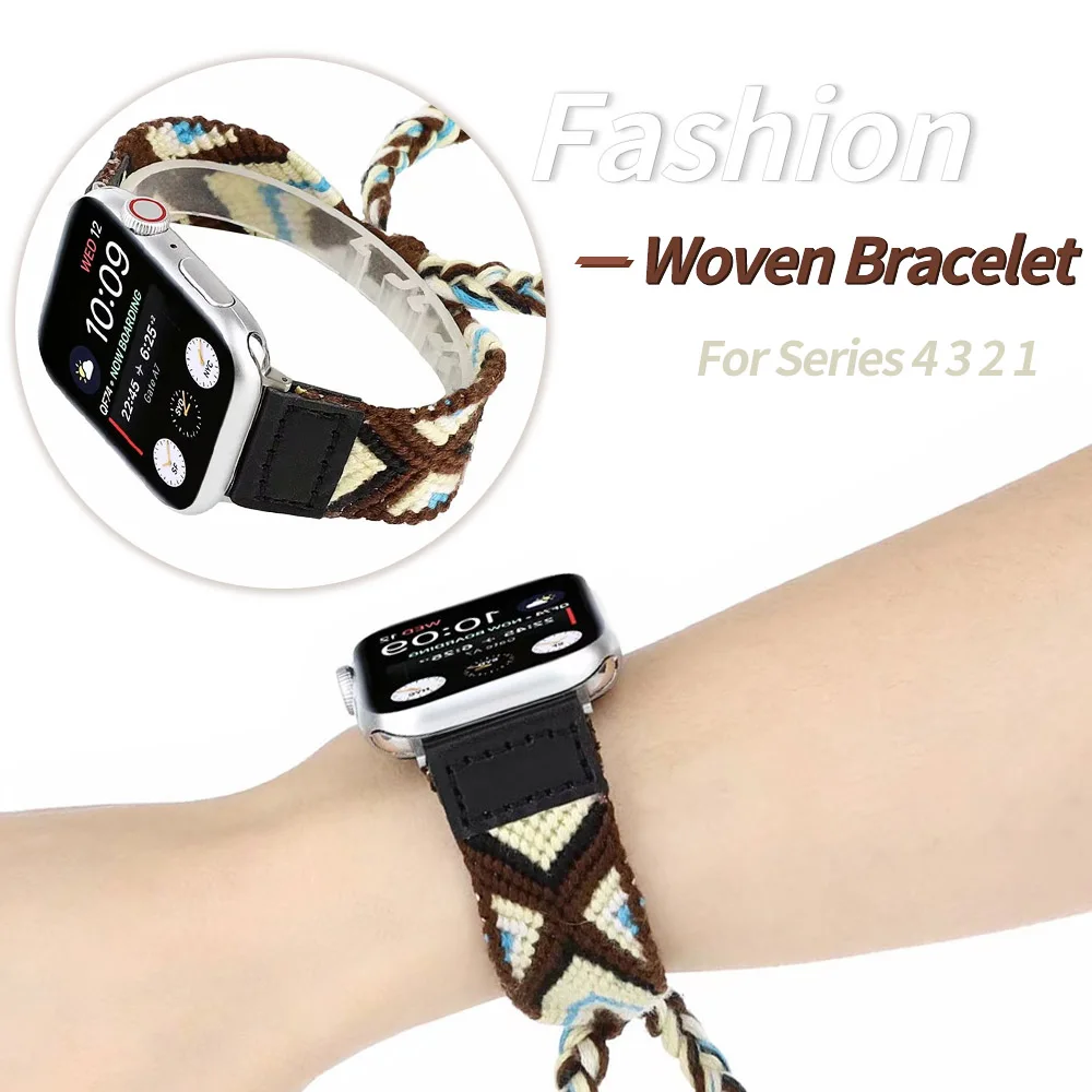 

New Arrival Woven Bracelet for Apple Watch Band Series 5 4 3 2 1 Fashion Wrist Strap for iWatch 40/44/38/42mm Clock Belt