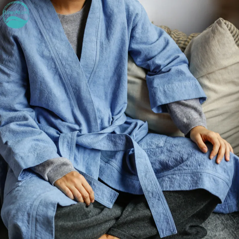 Buy LinenAll women's sleep robe,blue color 100