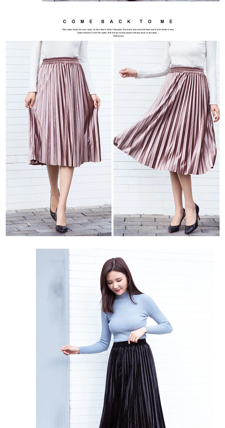 PEONFLY Women's Skirt New Summer Long Skirt Fashion Color All-match Slim Pleated Skirt free shipping Pleated Skirt One Size