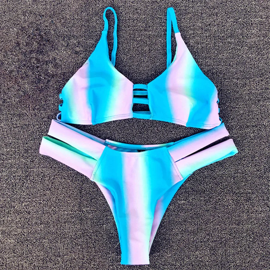 Cutest Brazilian Rainbow Printed Bikini Biquini Ladies Sexy Thong