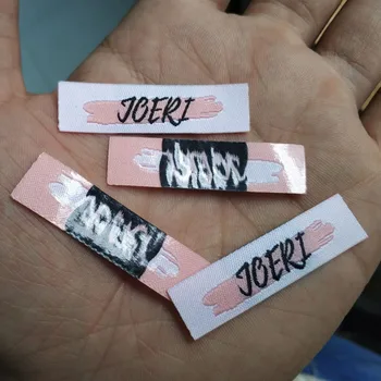 

2000pcs Custom Iron on polyester cloth woven label Straight cut tags hot melt glue heating 4.5 * 1.2 cm